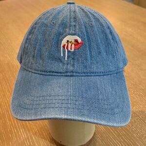 Kylie Cosmetics Hat Strapback Blue Denim Baseball Dad Cap Lipstick Logo Jenner